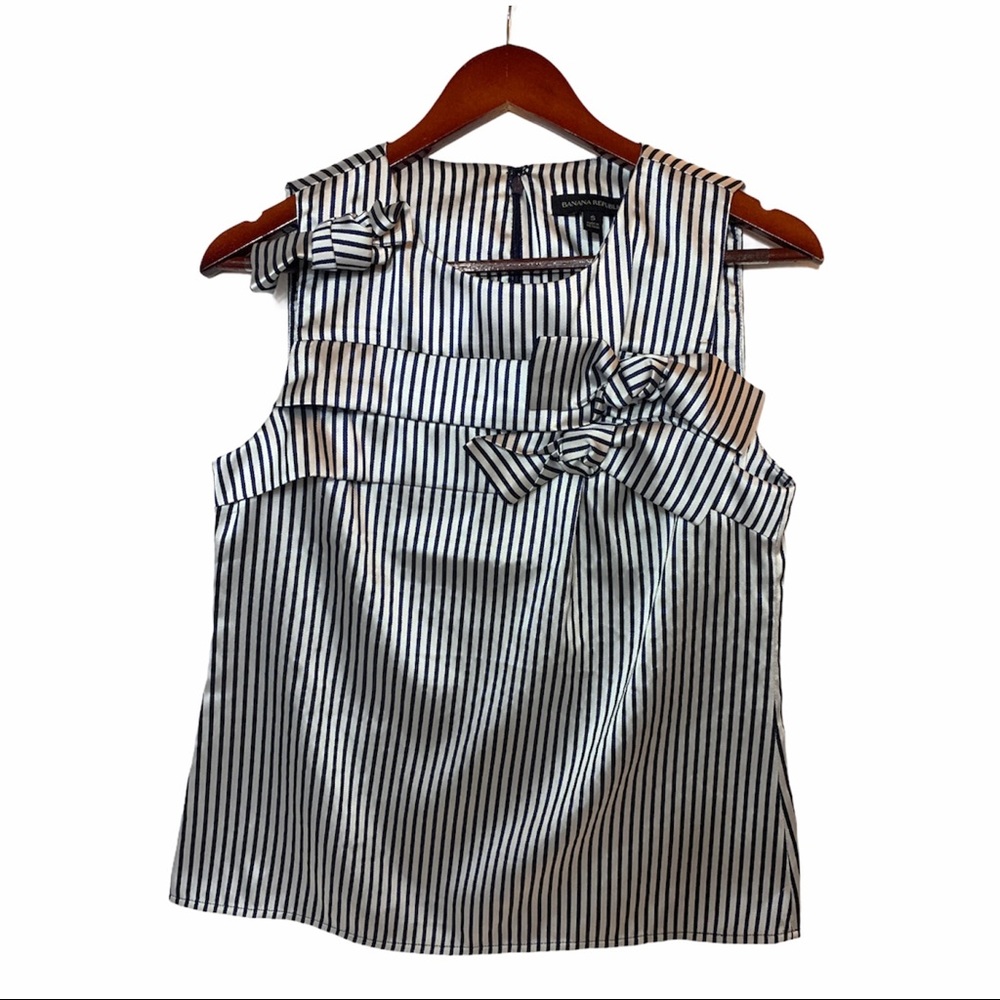 Banana Republic Sleeveless Striped Bow Top